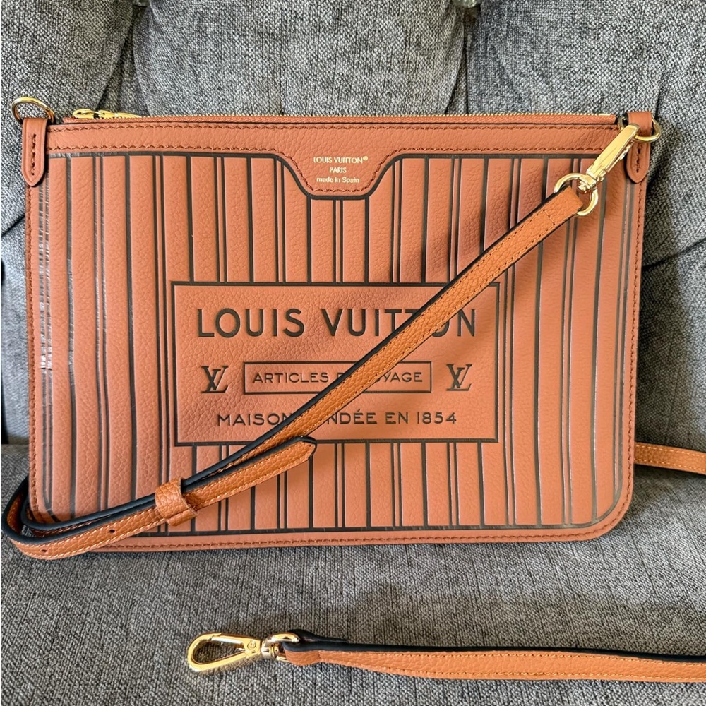 Louis Vuitton Tan and Black Striped Crossbody